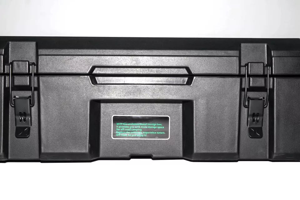 90 LITRE UNIVERSAL TOOL STORAGE CARGO BOX WITH BRAKETS ROOF RAILS RACK 127 CM